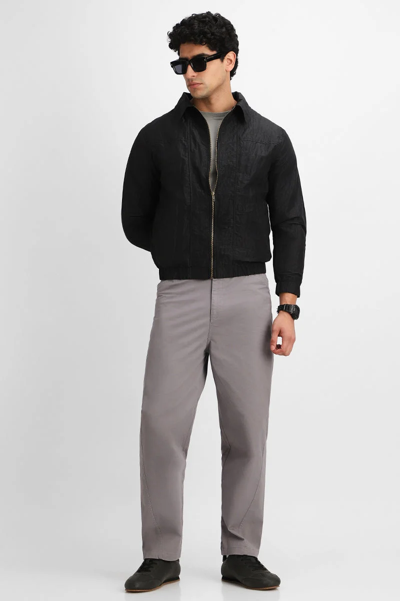 SNITCH Black Textured Bomber Jacket for Men | Best Price UAE